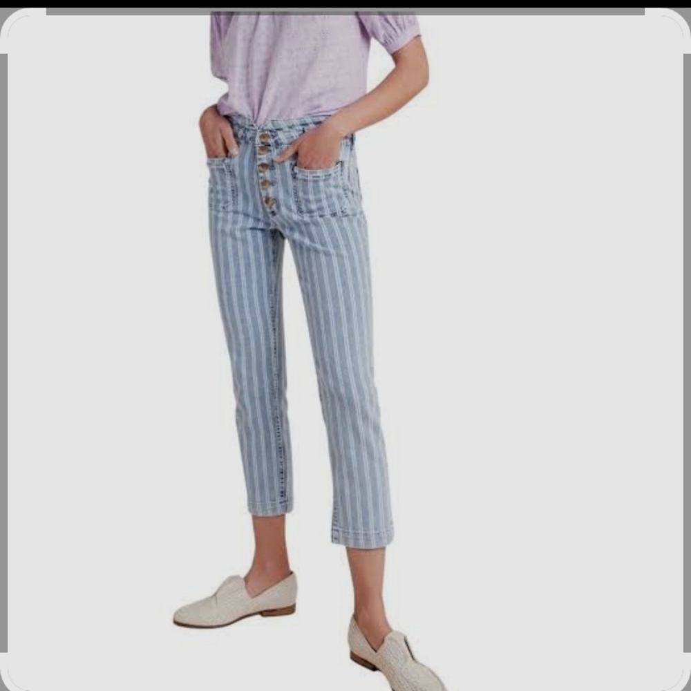 Pilcro and the Letterpress high Rise Slim, Striped Acid Wash ,Size 29